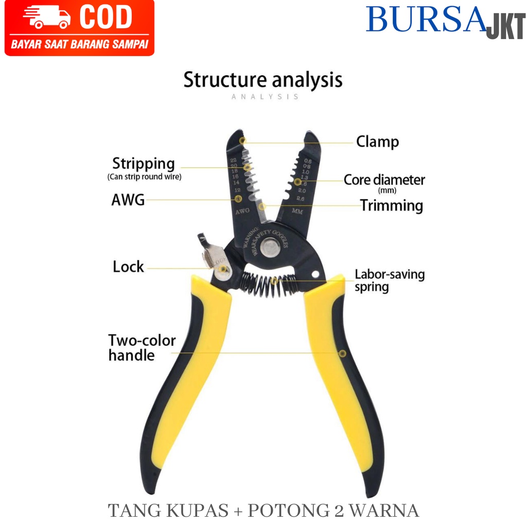 TANG POTONG &amp; KUPAS 7 INCH POTONG KABEL 3IN1 WIRE CABLE STRIPER