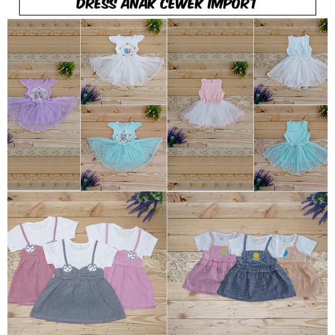 Paket Reseller Setelan Dress Baju Anak Import Isi 6 Pcs Harga Supplier - 1-3 Tahun