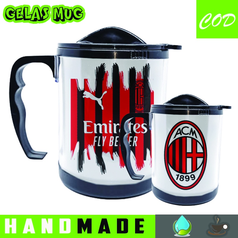 Botol minum Custom Gelas kopi teh unik Club sepak bola Ac Milan aesthetic wadah gelas plastik tumble