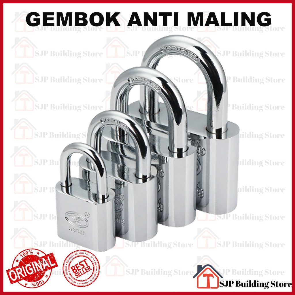 Gembok Putih Besar Anti Rust Anti Maling Anti Cut -  Gembok pintu rumah 30 mm 40 mm