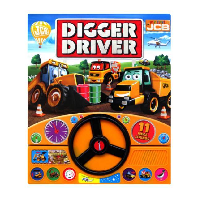 My First JCB DIgger Driver Sound Board Book with Steering Wheel and 11 fun Action Sounds