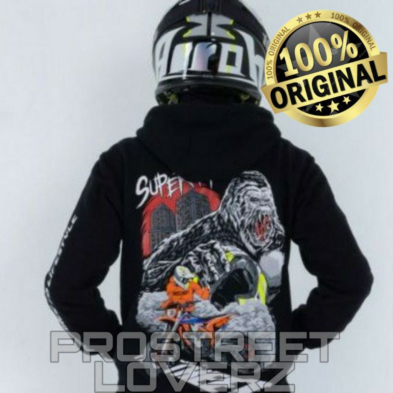HOODIE PROSTREET | SUPERMOTO GORILA | BLACK | NEW | ORIGINAL