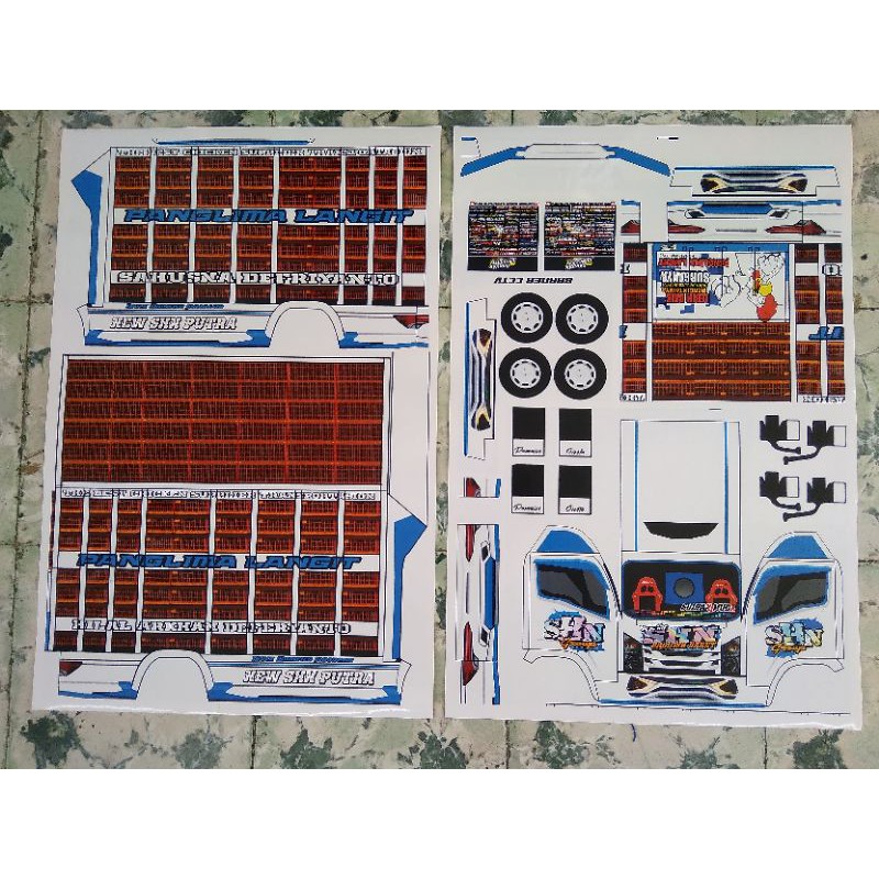 Lembaran PaperCraft Truk Ayam Oleng New SHN PUTRA Skala 1:20