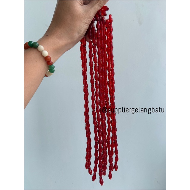 manik ujung kepala tasbih GUCI MERAH muda aksesoris kalung gelang 8mm