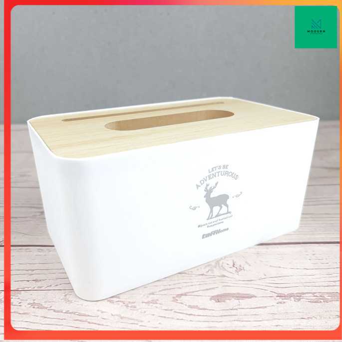 TD-DA TaffHOME Kotak Tisu Kayu Tissue Box dengan Holder Smartphone - ZJ008