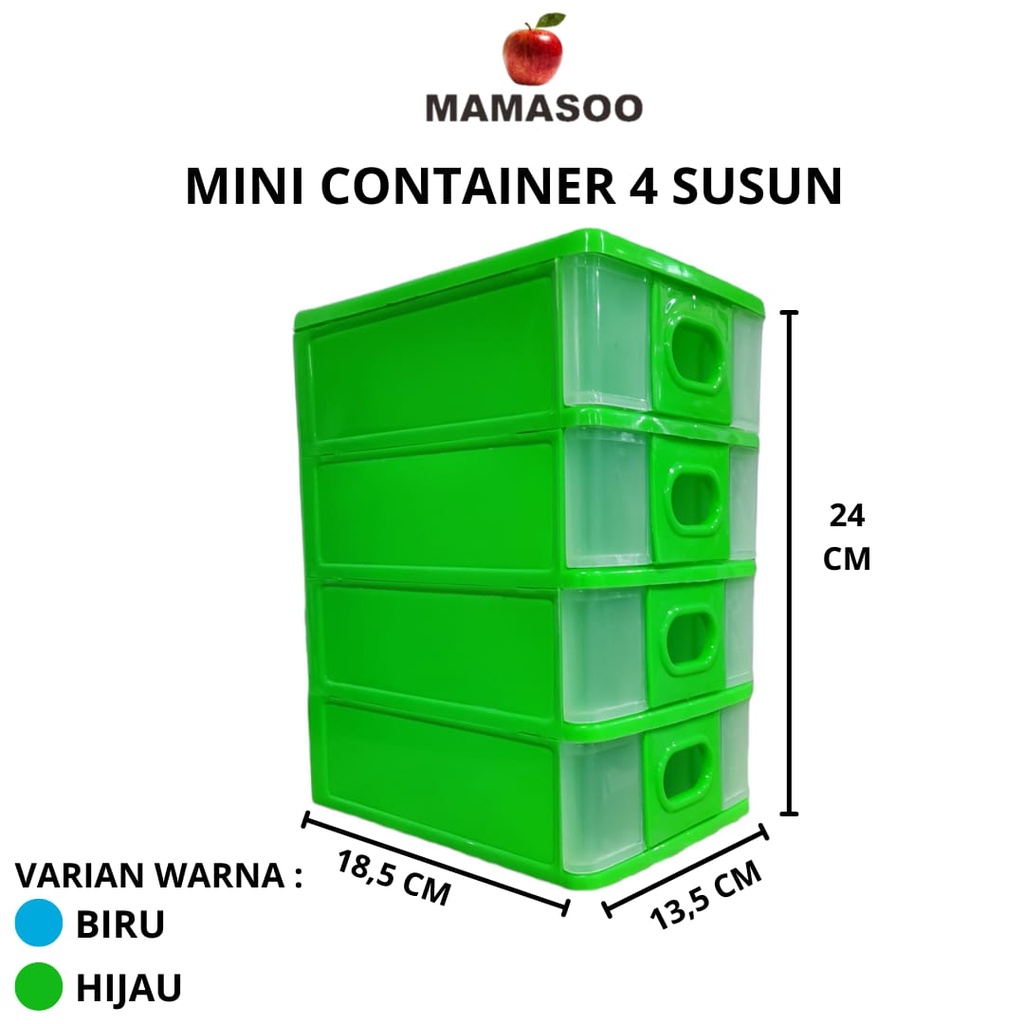 Mamasoo Mini Container Laci Mini 4 Susun Termurah Made In Indonesia 100% Original