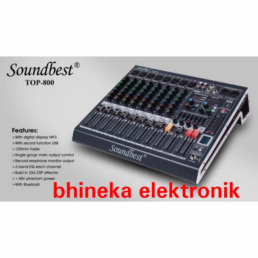 MIXER AUDIO SOUNDBEST TOP800 / TOP 800 MIXER 8 CHANNEL BLUETOOTH USB