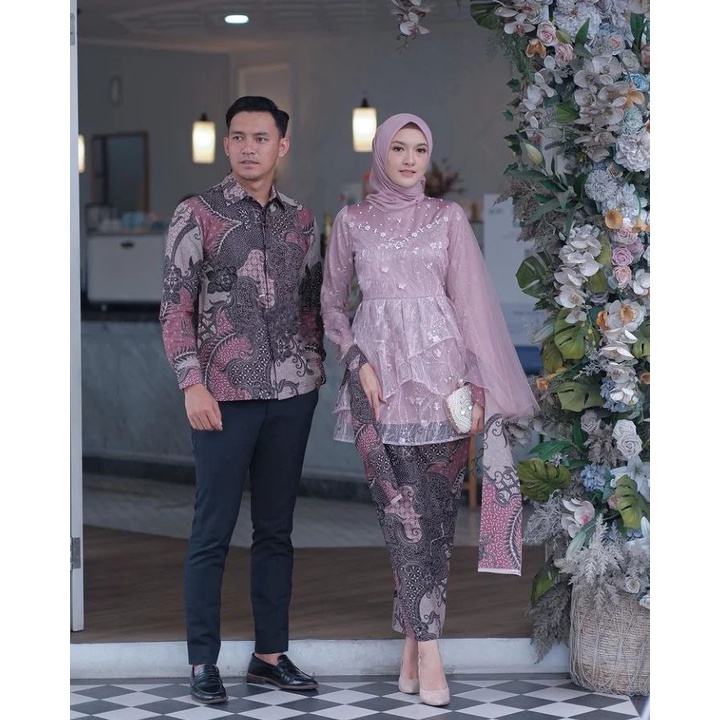 Batik Couple Kebaya Batik Couple Ayudia Bonus hijab