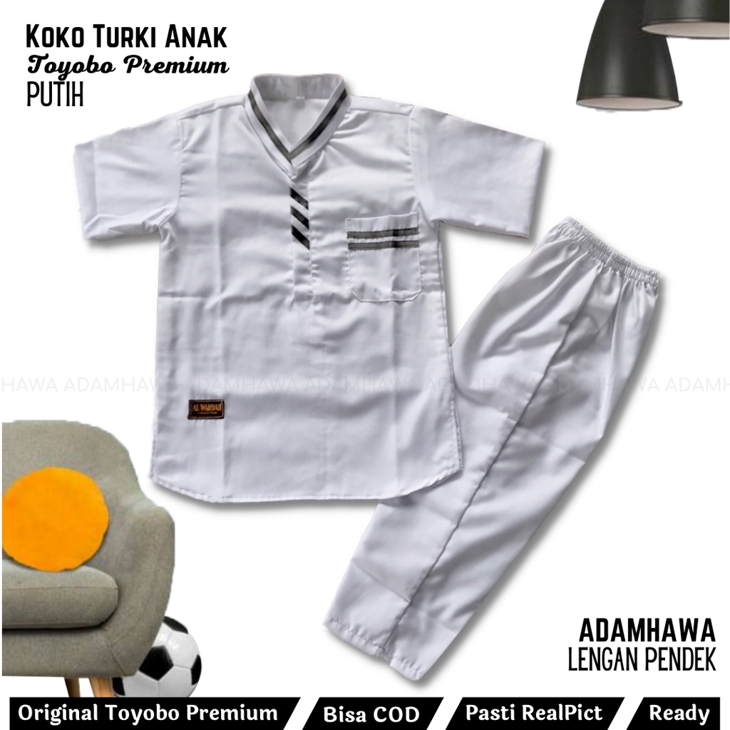 Setelan Baju  Koko Anak Turki Laki laki Umur 3-12Tahun  Set Koko Anak Muslim Lengan Pendek Alexa