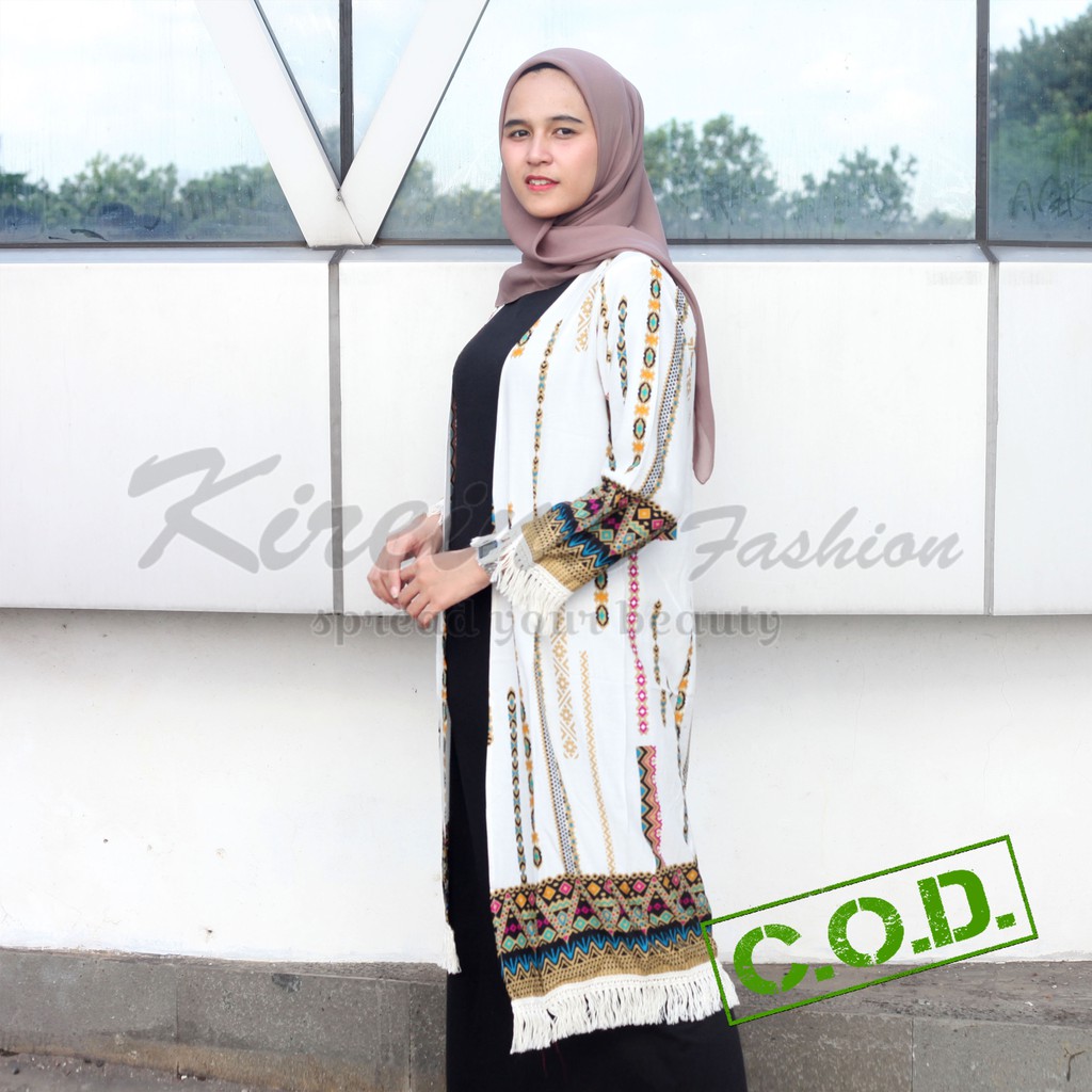 Cardigan Panjang Motif Bohemian Outer Bohemian Panjang | Kireina Fashion