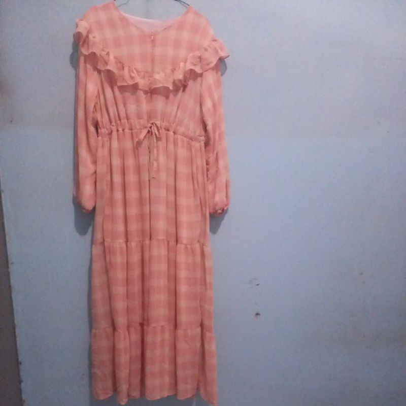 Gamis Kotak□ Pita - Peach/ Salem