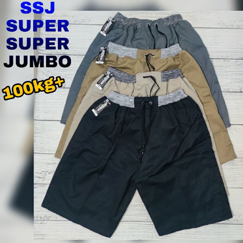 Celana Chino Pendek Pria SUPER JUMBO Big Size Rip Pinggang Karet