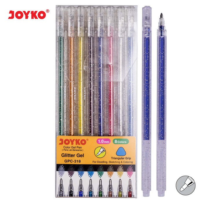 Color Gel Pen Pena Jel Warna Joyko GPC-318 Glitter Gel 8 Warna 1.0 mm