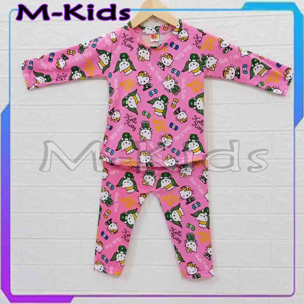 MKids88 - Baju Setelan Panjang KAOS Anak Perempuan Gambar Hello Kitty