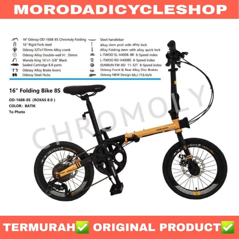 Sepeda Lipat 16 Inch ODESSY ROXAS 8.0 8Speed Rem Cakram