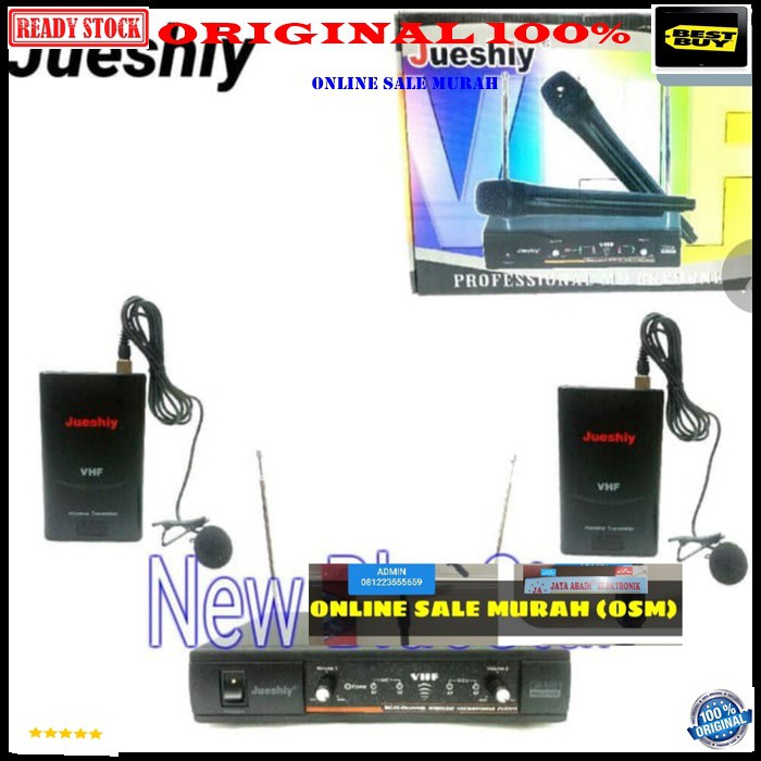 G130 Jueshiy original Mic jepit wireless system mik wireles sistem dual sepasang microphone condesor klip clip tie baju kerah pro karaoke mikrophone audio sound vokal vocal professional pro panggung dj studio Kancing sensitif aux ceramah pidato acara meet