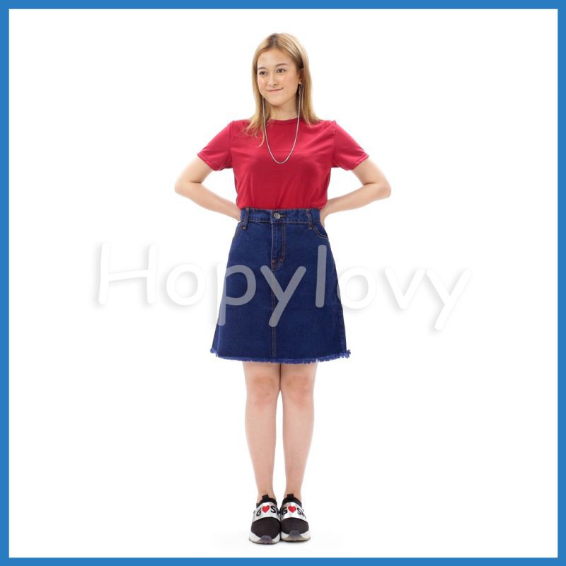 Rok Wanita Rok Halus Rok Korea JY3 Rok Jeans Span Midi Selutut Alenka