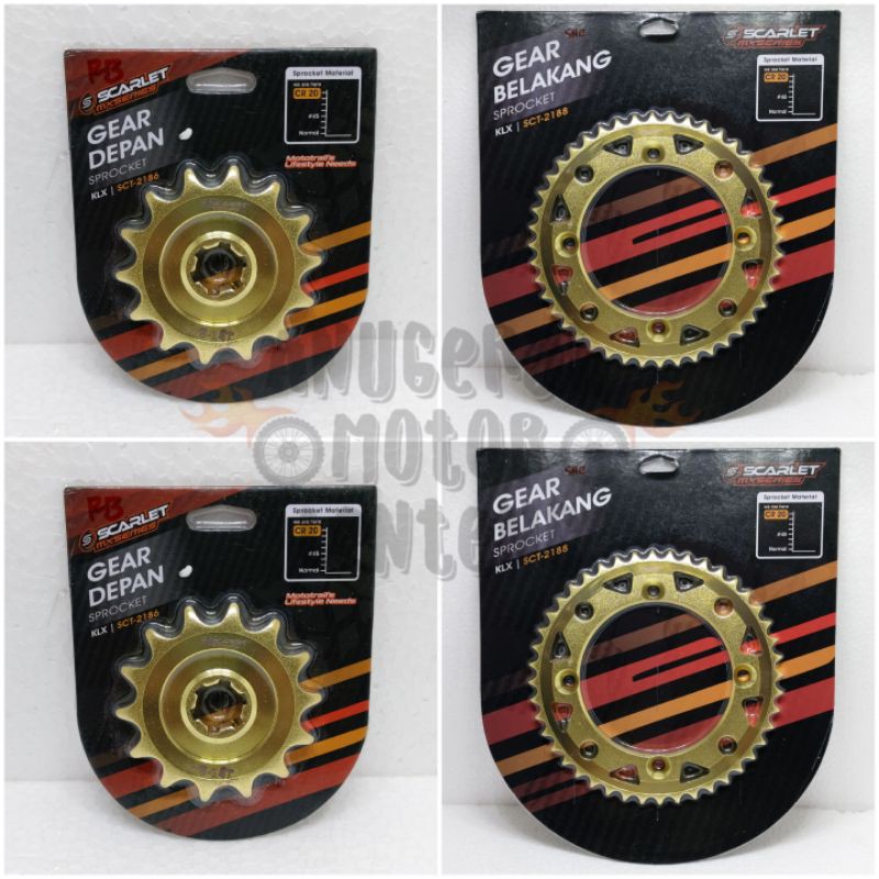 Gir Paket Gear Depan Belakang Scarlet Gold Kawasaki KLX 150 14 15 52