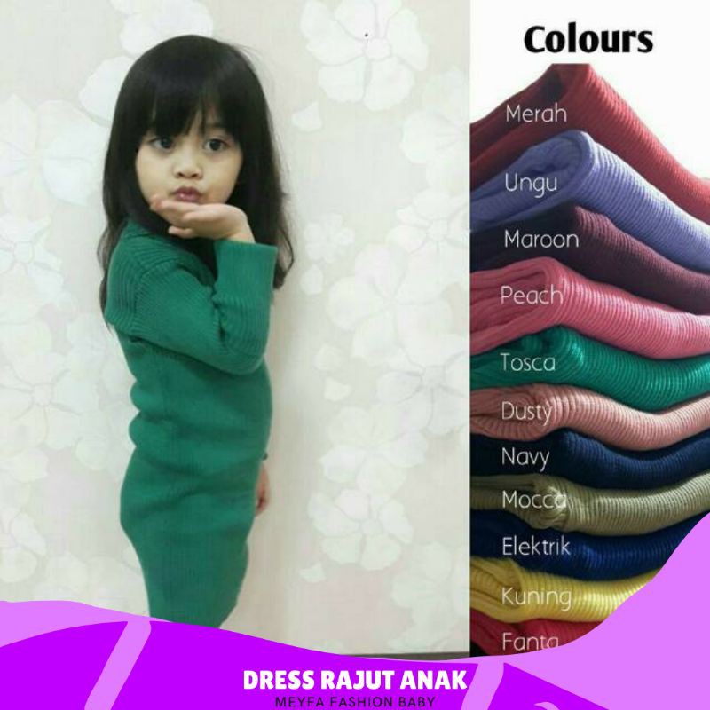 Baju Dress Rajut Anak 1-5 Tahun