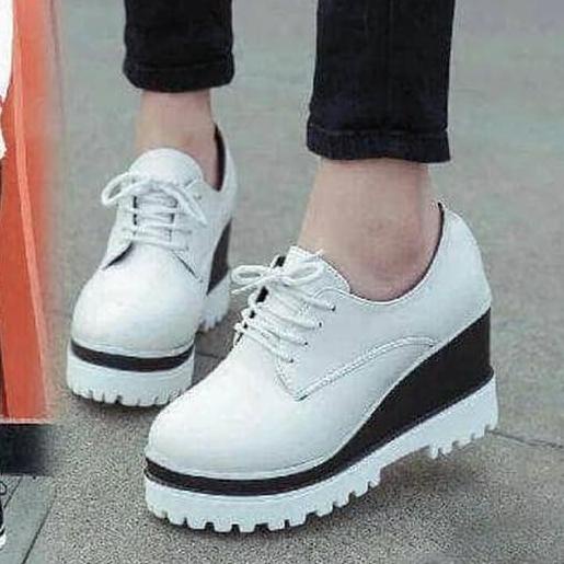 ۩ Sepatu Boots Wanita Semi Hak Putih PB02 - Tinggi Hak 8cm Bahan Sintetis(kain pelangi) B1W9 ♪