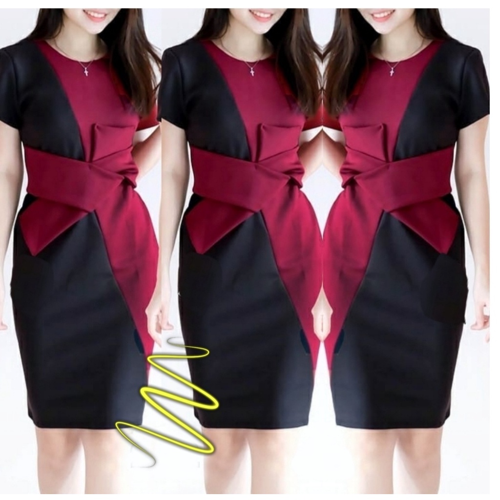 [HNFK] Dress Twotone Import / Dress / Dress Wanita / Dress Wanita Korea / Casual Dres