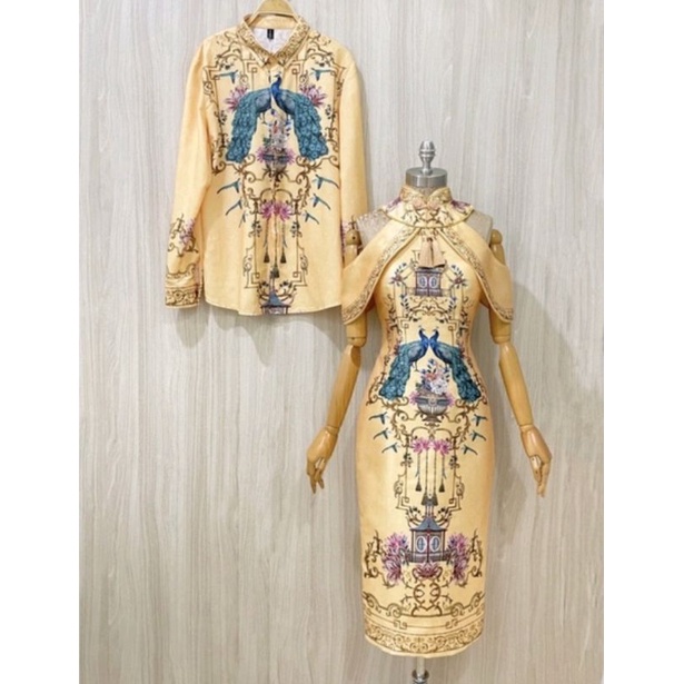 kemeja cheongsam gold yellow kuning kemeja cowok qipao qibao cny konian xin nian gong xi sangjit lam