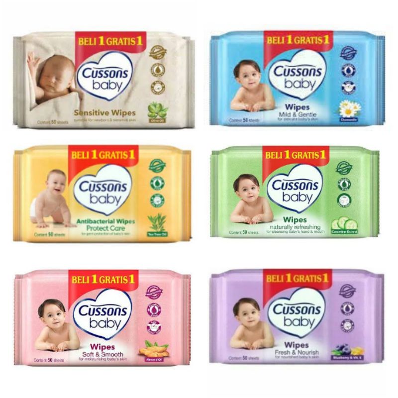 Cussons Baby Wipes 50s + 50s - Cussons Baby Wipe 50s Free 50s - Cusson Tissue Basah Bayi 50s+50S - Tissu Basah Bayi Dual Pack