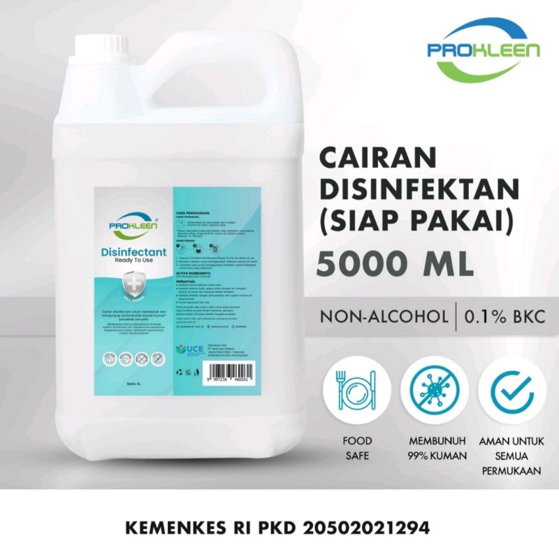 DISINFEKTAN KONSENTRAT DAN SIAP PAKAI PROKLEEN  5 LITER