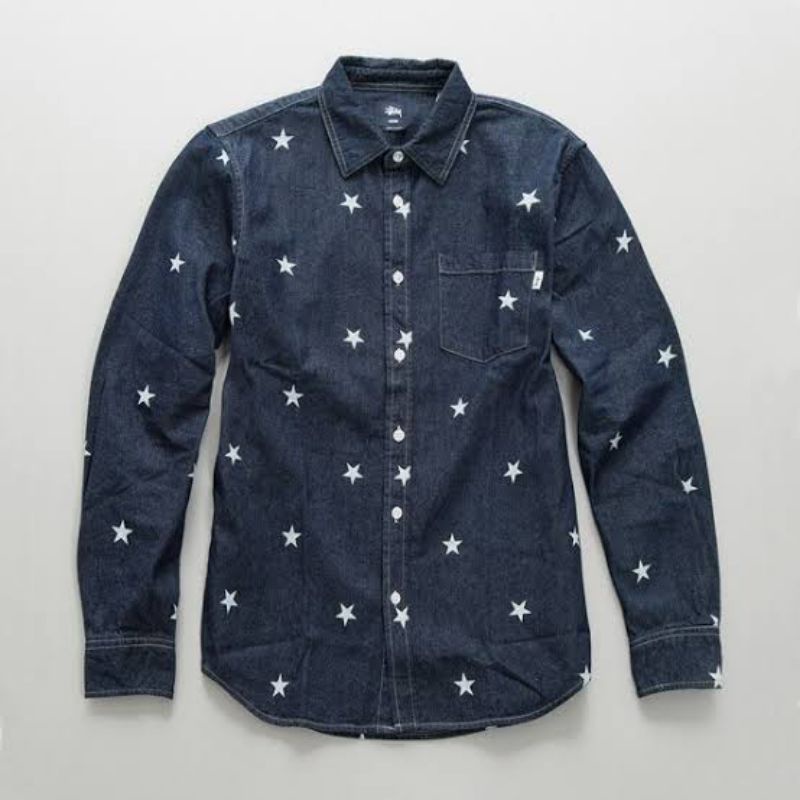 Kemeja Flannel Stussy Stars