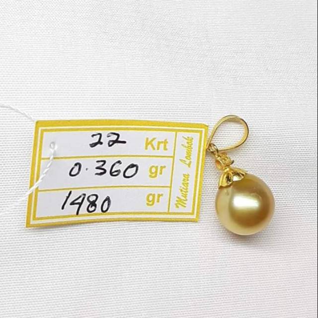 Liontin emas 22 karat mutiara air laut lombok asli