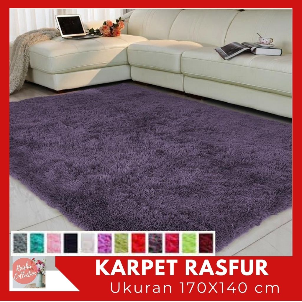 RC KARPET BULU RASFUR POLOS UKURAN 170X140cm TEBAL 3cm