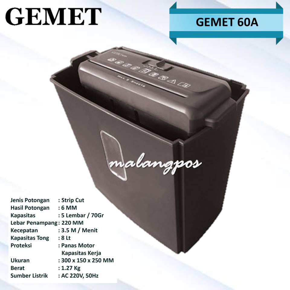 GEMET 60A MESIN PENGHANCUR KERTAS PAPER SHREDDER MURAH GARANSI RESMI PAPER CUT PENGHANCUR NOTA