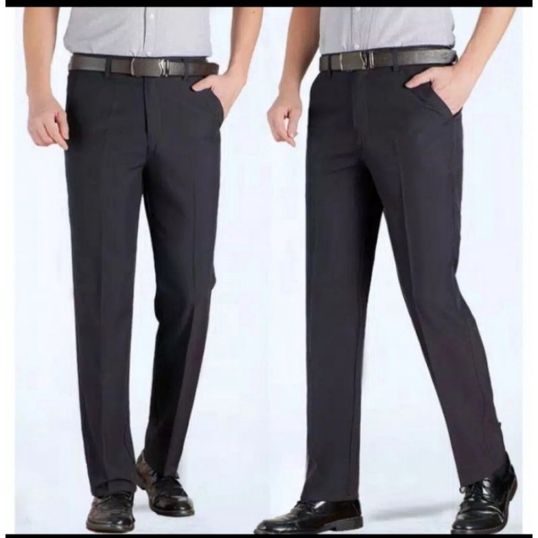 celana formal pria katun slimfit