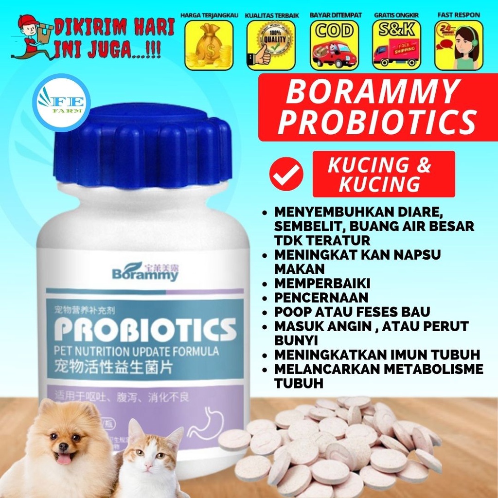 BORAMMY PROBIOTICS TABLET KUCING ANJING FEFARM