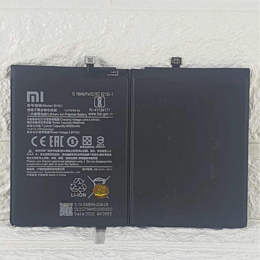 Baterai Battery Original Xiaomi BN62 BN-62 For Tipe HP REDMI 9T - M2010J19SG &amp; POCOPHONE POCO M3 - M2010J19CG