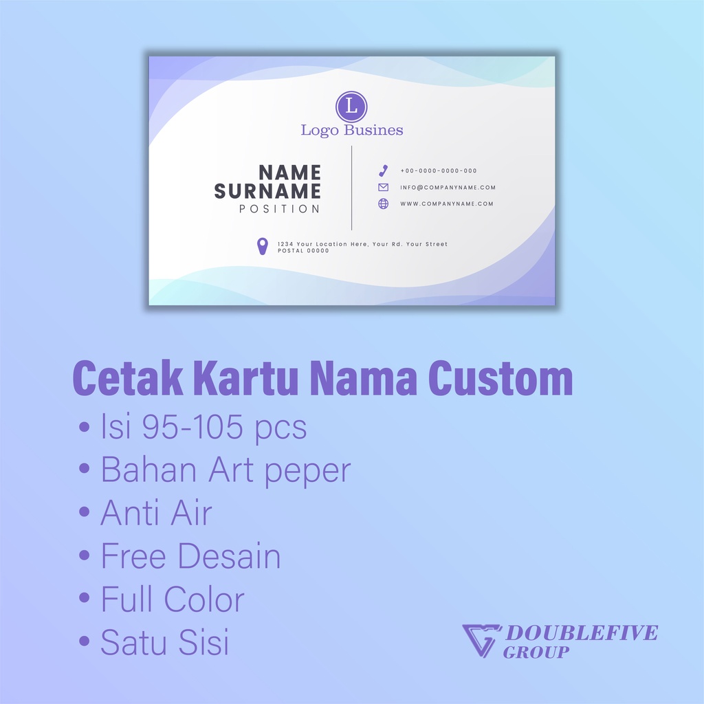 Cetak Kartu Nama Kilat Satu hari Jadi Termurah 1 Sisi ( 100 Pcs )