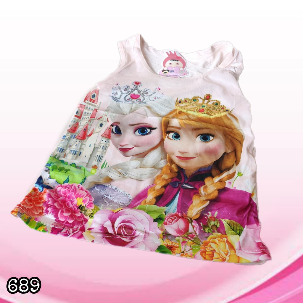 K689 - KAOS SINGLET TANKTOP ANAK WANITA MOTIF FROZEN SIZE S - XL HARGA PER 1 PCS