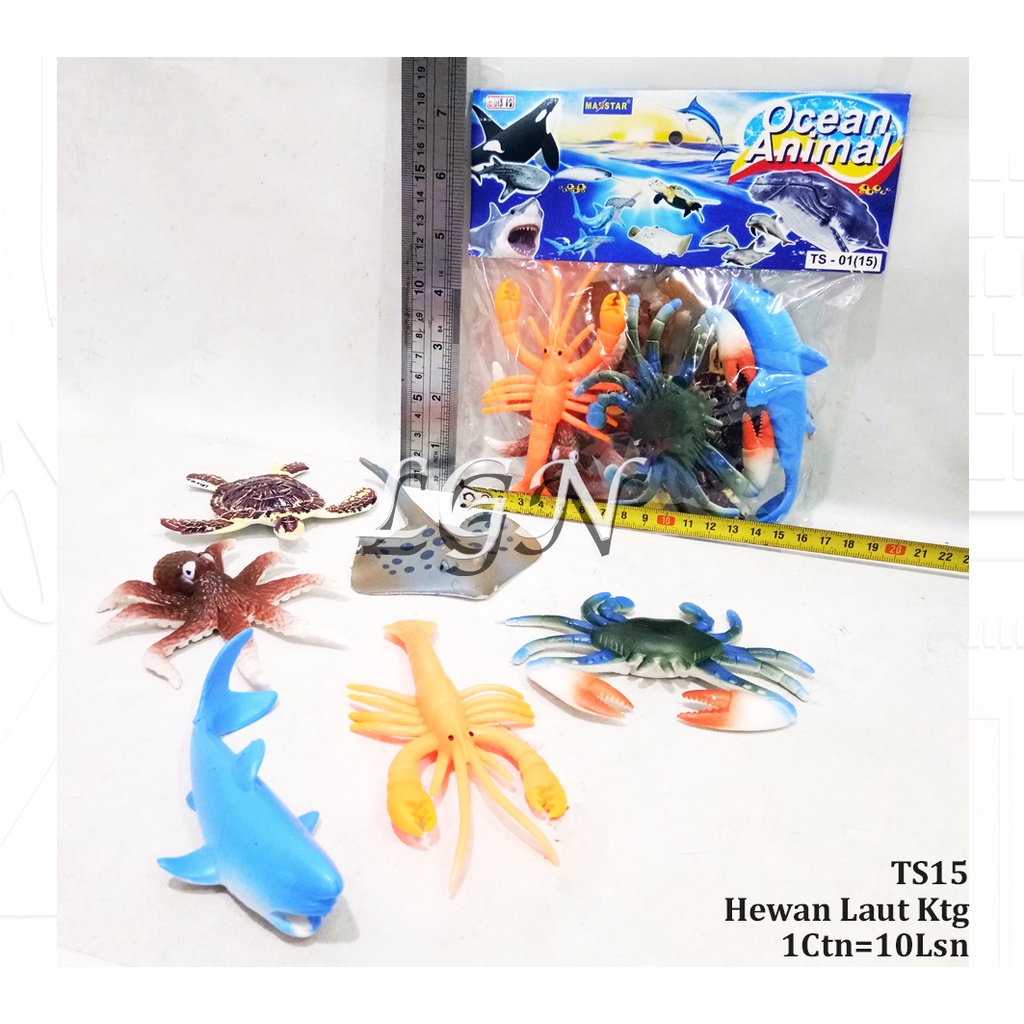 Mainan set binatang Laut Karet - Sea Animal 6pcs - H163S / TS11 / TS12