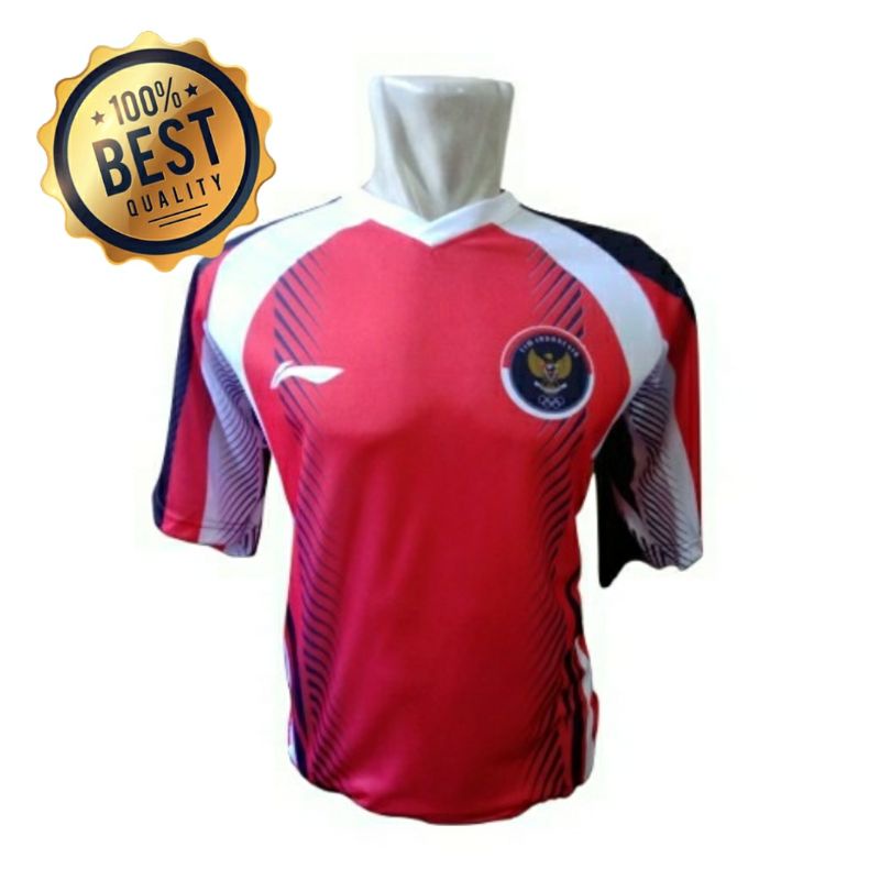jersey atasan badminton merah olimpiade tokyo 2020 Kaos Baju Lining
