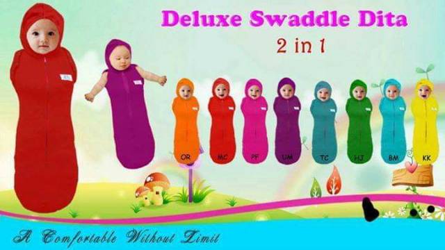 SNI DITA MOONSCARE Bedong Deluxe Swaddle 2in1 Dita Bedong tangan bisa keluar Bedong Instant Bedong sayap Bedung Bedong