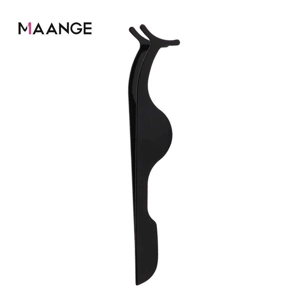 MAANGE 1Pcs Black Eyelash Tweezers Clips Stainless Steel Eyelashes Applicator