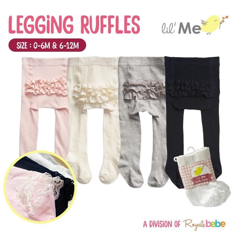 Royale Bebe ruffle legging -Lil me legging Ruffle Little Me Baby Tights Legging Bayi Polos ruffle