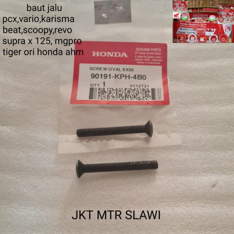 90191-KPH-4B0 baut jalu baut bandul stang 6x50 1set dapat sesuai gambar buat pcx, megapro, tiger, semua matic, karisma supra 125 revo 1set/sesuai gambar ori honda ahm asli honda