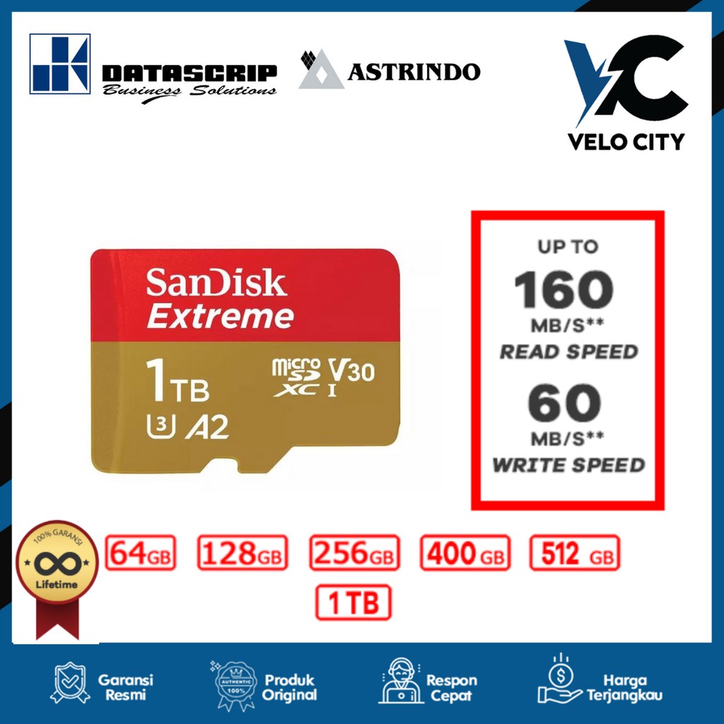 Memory Card Micro SD SanDisk Extreme microSDXC Card UHS-I U3 A2 V30 1TB up to 160Mbps Original