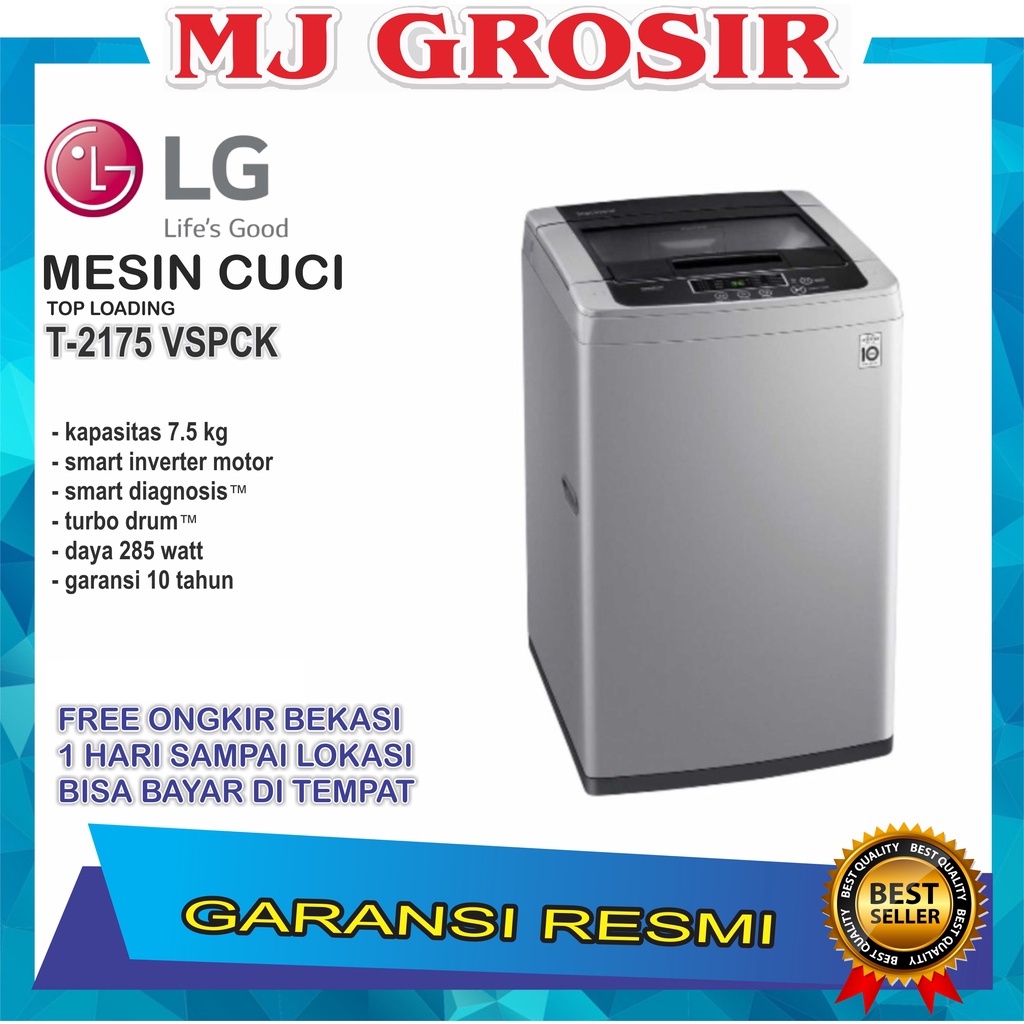 MESIN CUCI 1 TABUNG LG T 2175 VSPCK 2175VSPCK TOP LOADING 7,5 KG