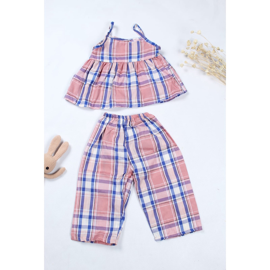 BEFAST - ZTL Setelan Anak DALIAH / SET ANAK CANBERRA / Oneset Motif Kotak-Kotak / Setelan Anak Perempuan / Pakaian Casual Anak Perempuan / Set Atasan Tanktop+Celana Panjang / Fashion Anak Jalan-Jalan / Oneset Anak keluaran Terbaru