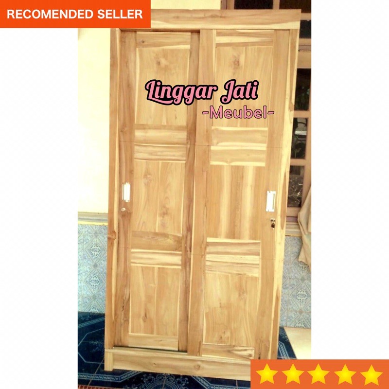 LEMARI PINTU 2 SLIDING ALMARI JATI LEMARI PAKAIAN JATI PINTU 2 WARDROP