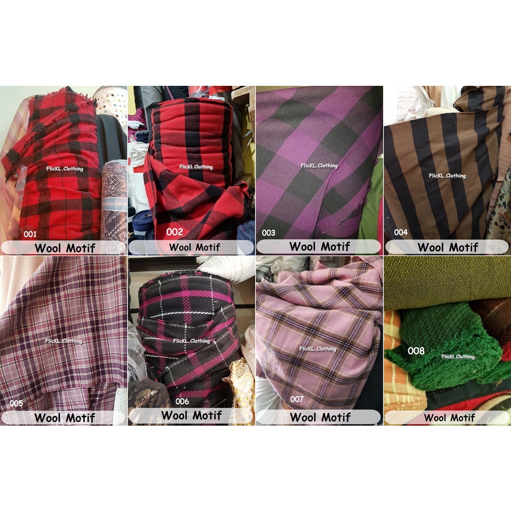 Bahan Kain Flanel Wool Cotton Katun Kotak Kotak Kemeja Motif