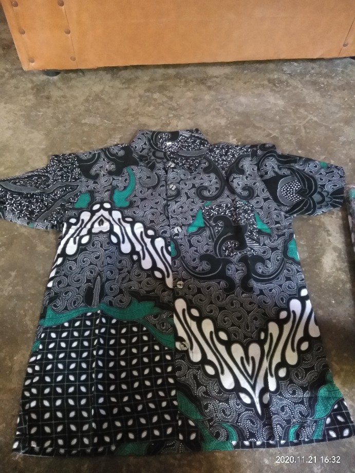 Batik Keluarga - Batik Couple Keluarga Muslim Sogan Family Ayah Ibu Anak Batik Set Family