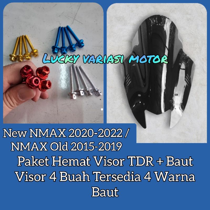 Paket Windshield /Visor TDR + Baut Visor Tameng Kaca Depan Yamaha New Nmax-155 2020-2022/